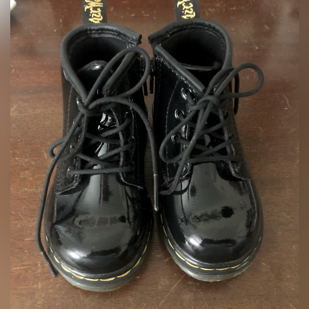 Dr. Martens, size 6, patent leather boots.